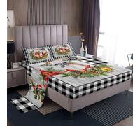 (Multi 14, Single(No Comforter)) Homewish Cute Christmas Sheet Set Double for Kids,Cartoon Santa Claus Snowman Bed Sheets for Boys Girls Xmas Reindeer Bedding Set Christmas Snowflake