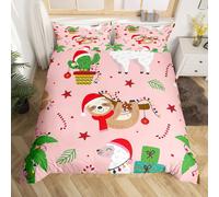 (Multi 14, Super King(No Comforter)) Homewish Grey Sloth Duvet Cover Love Heart-Shaped Black Red Buffalo Checked Bedding Set Double Size Chequer Cartoon Animal Comforter Cover Set For Chi