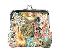 Multi 15 Gold Turquoise Aquamarine Art Ocean Sea River Marbling Marble Women Leather Coin Purse Hasp Card Key Change Wallet Small Buckle Handbag Case Kiss Lock Clutch Pouch Pocket for Girls Ladies