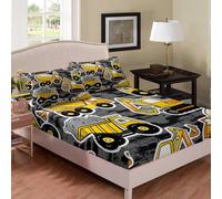 (Multi 15, King(59"x79")(No Comforter)) Homewish Boys Basketball Fitted Bed Sheets Fire And Water 3 Piece Bedding Decor Set for Kids Teens Adults 3D Basketball Printed Fitted Sheet & Pillow