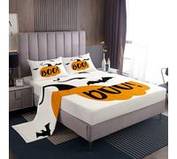 (Multi 15, Single(No Comforter)) Cartoon Pumpkin Decor Sheet Set Spooky Halloween Candy Trick or Treat Bed Sheets Set, Pumpkin Lantern Kawaii Ghost Sheets for Halloween Party