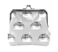 Multi 15 Women Leather Coin Purse, Hasp Card Key Change Wallet Kiss LockClutch Pouch Pocket Ladies Small Buckle Handbag Case Print Hand Drawn Dandelion Flowers Bloom