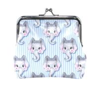 Multi 15 Women Leather Coin Purse, Hasp Card Key Change Wallet Kiss LockClutch Pouch Pocket Ladies Small Buckle Handbag Case Different Actions Pigs Piglets Piggies On White