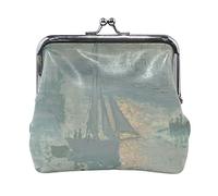 Multi 16 Claude Monet The Artist's Garden in Argenteuil Leather Coin Purse Kiss Lock Clutch Pouch Pocket Hasp Card Key Change Wallet Buckle Small Handbag Case for Women Girls Ladies