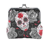 Multi 16 Orange Peaches with Peach Slices Green Leaves Pink Flowers on White Women Leather Coin Purse Hasp Card Key Change Wallet Small Buckle Handbag Case Kiss Lock Clutch Pouch Pocket for Girls Ladi