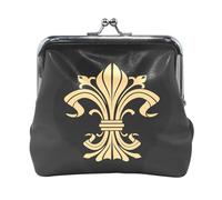Multi 16 Women Leather Coin Purse, Hasp Card Key Change Wallet Kiss LockClutch Pouch Pocket Ladies Small Buckle Handbag Case Print Christmass Tree Seashells On Chevron Sand