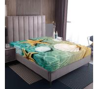 (Multi 17, King(59"x79")(No Comforter)) Homewish Ocean Bedding Set Summer Beach Themed Fitted Sheet Teal Blue Ocean Sea Life Pattern Coastal Bed Sheets Double for Boys Girls Starfish Bed Set