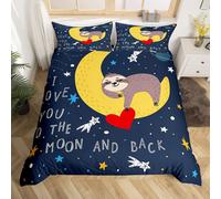 (Multi 17, Single(No Comforter)) Homewish Grey Sloth Duvet Cover Love Heart-Shaped Black Red Buffalo Checked Bedding Set Double Size Chequer Cartoon Animal Comforter Cover Set For Chi