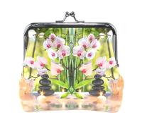 Multi 17 Women Leather Coin Purse, Hasp Card Key Change Wallet Kiss LockClutch Pouch Pocket Ladies Small Buckle Handbag Case Print Embroidery Green Chameleon On Trunk Leaves On Black
