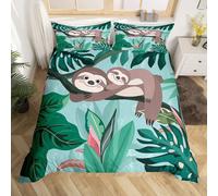 (Multi 18, Super King(No Comforter)) Homewish Grey Sloth Duvet Cover Love Heart-Shaped Black Red Buffalo Checked Bedding Set Double Size Chequer Cartoon Animal Comforter Cover Set For Chi