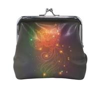 Multi 18 Women Leather Coin Purse, Hasp Card Key Change Wallet Kiss LockClutch Pouch Pocket Ladies Small Buckle Handbag Case Print Fire Phoenix Bird Stars