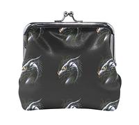 Multi 19 Seamless Golden Pines Hand Drawn Gold Pine Dots on Dark Women Leather Coin Purse Hasp Card Key Change Wallet Small Buckle Handbag Case Kiss Lock Clutch Pouch Pocket for Girls Ladies