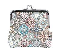 Multi 19 Shiny Sparkles and Sequins in the Form of Stars on a Dark Background Women Leather Coin Purse Hasp Card Key Change Wallet Small Buckle Handbag Case Kiss Lock Clutch Pouch Pocket for Girls Lad