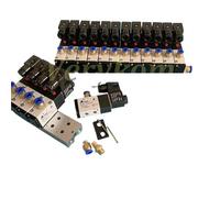 Multi 2~20 Row 3V210-08 Electromagnetic Solenoid Valve Block with Muffler Fitting Base Manifold DC 12v 24v AC 110v 220v 3 Port(12 Way)