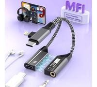 Multi 2-in-2 Magnetic Lightning/USB C to 3.5mm Aux Audio Jack Headphone Splitter+Type-C Charge Cable Adapter,Earphone Converter for Music+Charge for iPhone14 13 12,iPad,Samsung【Apple MFi Certified】