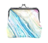Multi 2 Women Leather Coin Purse, Hasp Card Key Change Wallet Kiss LockClutch Pouch Pocket Ladies Small Buckle Handbag Case Print Christmass Tree Seashells On Chevron Sand