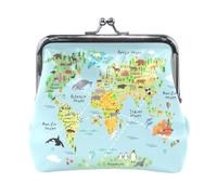 Multi 20 Women Leather Coin Purse, Hasp Card Key Change Wallet Kiss LockClutch Pouch Pocket Ladies Small Buckle Handbag Case Print Exotic Green Leaves and Orange Flowers