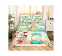 (Multi 23, Single(No Comforter)) Homewish Nautical Comforter Cover For Kids Teens Double,Ocean Ship Anchor Bedding Set Sailboat Rudder Duvet Cover White Navy Blue Striped Bedspread