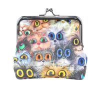 Multi 3 Women Leather Coin Purse, Hasp Card Key Change Wallet Kiss LockClutch Pouch Pocket Ladies Small Buckle Handbag Case Different Actions Pigs Piglets Piggies On White