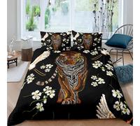 (Multi 38, Super King(No Comforter)) Dreamcatcher Bedding Set for Girls Child,Bohemian Tribal Feathers Duvet Cover Double Size,Exotic Tribe Flower Comforter Cover Set for Youth Boys