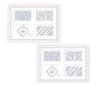 Multi 4 Aperture Picture Frame with Mount for 6x4 Inches Pictures, White Triple Photo Frame Made of MDF with Glass Front for Wall Mount Vertical or Horizontal, Set of 2-10x15cm