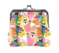 Multi 4 Hand Drawn Gold Golden Face of The Sun Stars on Black Dark Women Leather Coin Purse Hasp Card Key Change Wallet Small Buckle Handbag Case Kiss Lock Clutch Pouch Pocket for Girls Ladies