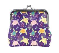 Multi 4 Women Leather Coin Purse, Hasp Card Key Change Wallet Kiss LockClutch Pouch Pocket Ladies Small Buckle Handbag Case Different Actions Pigs Piglets Piggies On White