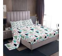 (Multi 43, Single(No Comforter)) Christmas Truck Bed Sheets Set Double,Construction Vehicle Christmas Tree Sheets Retro Western Texas Star Sheet Set Farmhouse Cabin Wood Plank Top