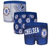(Multi, 5-6 Years) Chelsea Boys Boxer Shorts 3 Pack Crest Kids OFFICIAL Football Gift