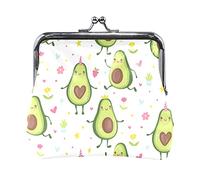 Multi 5 Orange Peaches with Peach Slices Green Leaves Pink Flowers on White Women Leather Coin Purse Hasp Card Key Change Wallet Small Buckle Handbag Case Kiss Lock Clutch Pouch Pocket for Girls Ladie