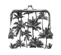 Multi 5 Women Leather Coin Purse, Hasp Card Key Change Wallet Kiss LockClutch Pouch Pocket Ladies Small Buckle Handbag Case Print Christmass Tree Seashells On Chevron Sand
