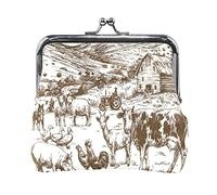 Multi 6 Seamless Golden Pines Hand Drawn Gold Pine Dots on Dark Women Leather Coin Purse Hasp Card Key Change Wallet Small Buckle Handbag Case Kiss Lock Clutch Pouch Pocket for Girls Ladies