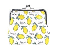 Multi 6 Women Leather Coin Purse, Hasp Card Key Change Wallet Kiss LockClutch Pouch Pocket Ladies Small Buckle Handbag Case Print Yellow Lemon Slices If Life Gives You Lemons Make
