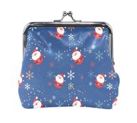 Multi 7 Women Leather Coin Purse, Hasp Card Key Change Wallet Kiss LockClutch Pouch Pocket Ladies Small Buckle Handbag Case Print Christmass Tree Seashells On Chevron Sand