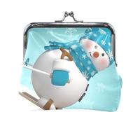 Multi 7 Women Leather Coin Purse, Hasp Card Key Change Wallet Kiss LockClutch Pouch Pocket Ladies Small Buckle Handbag Case Different Actions Pigs Piglets Piggies On White