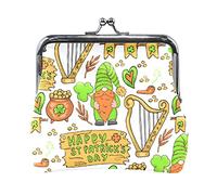 Multi 8 Orange Peaches with Peach Slices Green Leaves Pink Flowers on White Women Leather Coin Purse Hasp Card Key Change Wallet Small Buckle Handbag Case Kiss Lock Clutch Pouch Pocket for Girls Ladie