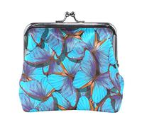 Multi 9 Gold Turquoise Aquamarine Art Ocean Sea River Marbling Marble Women Leather Coin Purse Hasp Card Key Change Wallet Small Buckle Handbag Case Kiss Lock Clutch Pouch Pocket for Girls Ladies