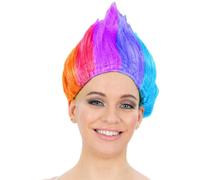 Smiffys 90s Troll Wig, Rainbow, 1990's Fancy Dress, 1990s Dress Up Wigs