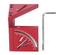 Multi Angle 3D Protractor, 45 Degree Marking Ruler for Woodworking, Essential Line Marker Square Tool with T Marks and Dovetail Templates, Aluminum Alloy Measuring Tool for Circle (Red)