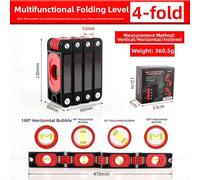 Multi-Angle Foldable Measuring Level Ruler With Magnetic Base For Accurate Horizontal And Vertical Measurements(B)