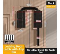 Multi-Angle Locking Bolt for Wooden Doors & - Thickened Aluminum Alloy Anti-Theft Door Lock Buckle, Exposed Non-Perforated Design for(Black)