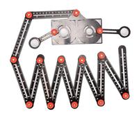 Multi Angle Measuring Ruler, 12-Sided Angle Measurement Tool with Hole Punch Locator, Aluminum Alloy Adjustable Multi-Function Bend Ruler (12-Sided)