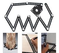 Multi-angle measuring ruler,Multi Angle Tool,12-Sided Angle Measurement,Tile Holes Measure Ruler with 3-Holes Positioning Apertures,Upgrade Multi Angle Ruler/Metal/Black