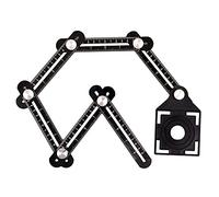 Multi Angle Measuring Ruler, Six-Sided Aluminum Alloy Template Tool, Multi Angle Measuring Tool with Ceramic Tile Punch Locator Hole Drill Guide for DIY Handymen Builders Carpenters Tilers Craftsmen