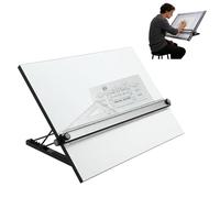 Multi-Angled Drawing Board with Ruler and Parallel Motion Bar for Sketching, Drafting, and Painting, Portable Laminated Surface for Artists and Designers