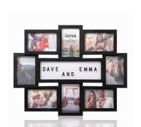 ARPAN Multi Aperture Personalised Alphabet or Number Photo Picture Frame Holds 8 X 6x4 Photos (Black)