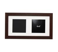 Multi Aperture Photo Frame. Suits Two 4x4" square pictures. 15x30cm. Wooden Collage Picture Frame. Wall Hanging. (Walnut)