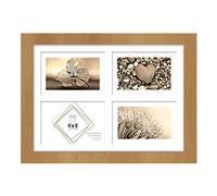 Multi Aperture Photo Frames 4x6-4 Aperture Frame Brown Wood Effect Multiple Collage Picture Frames with Mount & Glass Front, Bulk Pack of Wall Hanging Multi Photo Frames for Home Gallery Events (1)