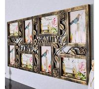 Multi Aperture Photo Frames 8 Pictures Frame Wall Mounted Collage Plastic Frame for 6 x 4 "Family Love Picture Home Decor Personalised Gift for Christmas Wedding Valnetines Day Birthday Copper