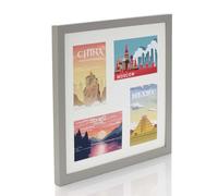 Multi Aperture Photo Picture Frames Holds 2, 3 or 4 Photos Various Sizes and Colours-13x13 to fit 4 6x4 Photos-Pale Grey